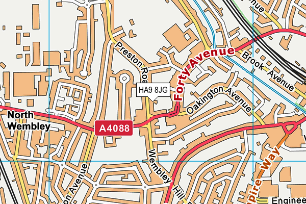 HA9 8JG map - OS VectorMap District (Ordnance Survey)
