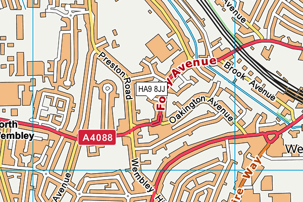 HA9 8JJ map - OS VectorMap District (Ordnance Survey)