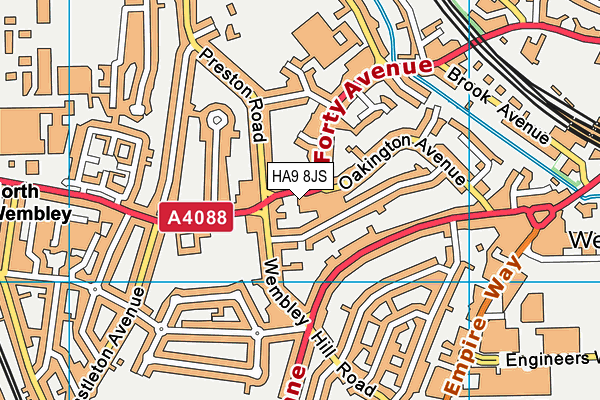 HA9 8JS map - OS VectorMap District (Ordnance Survey)