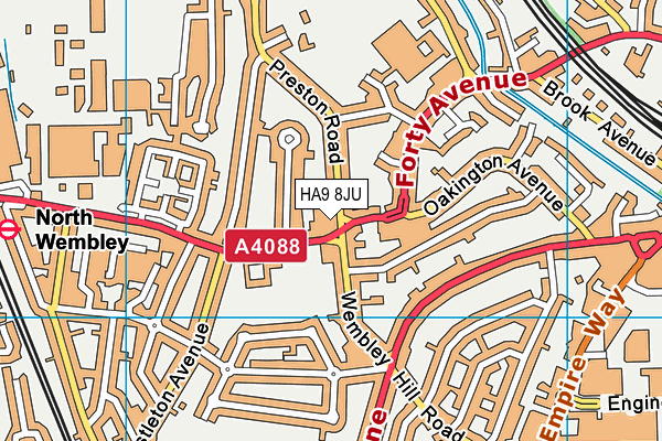 HA9 8JU map - OS VectorMap District (Ordnance Survey)