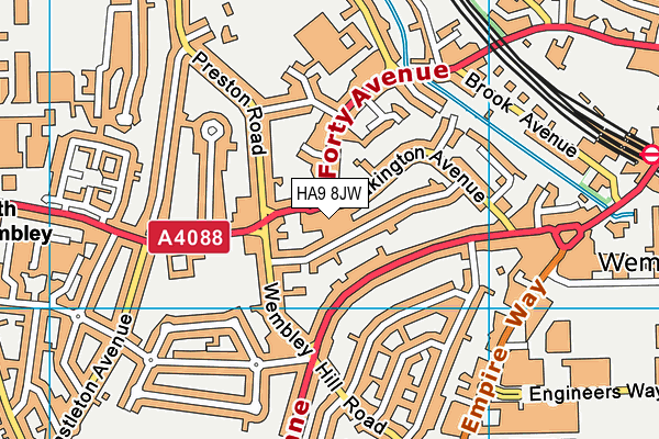 HA9 8JW map - OS VectorMap District (Ordnance Survey)