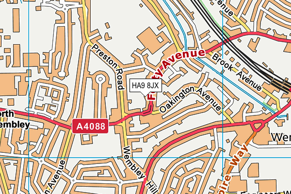 HA9 8JX map - OS VectorMap District (Ordnance Survey)