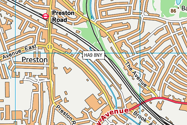 HA9 8NY map - OS VectorMap District (Ordnance Survey)