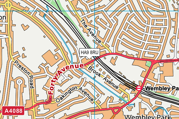 HA9 8RU map - OS VectorMap District (Ordnance Survey)