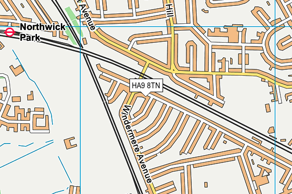 HA9 8TN map - OS VectorMap District (Ordnance Survey)