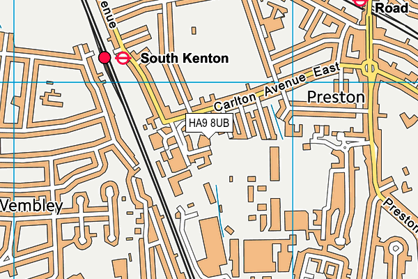 HA9 8UB map - OS VectorMap District (Ordnance Survey)