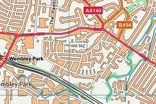 HA9 9AZ map - OS VectorMap District (Ordnance Survey)