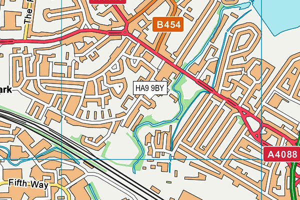HA9 9BY map - OS VectorMap District (Ordnance Survey)