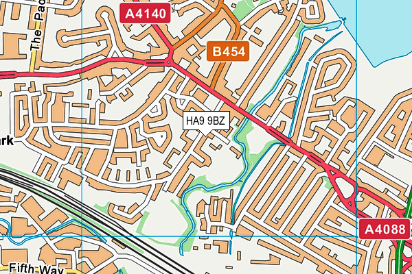 HA9 9BZ map - OS VectorMap District (Ordnance Survey)