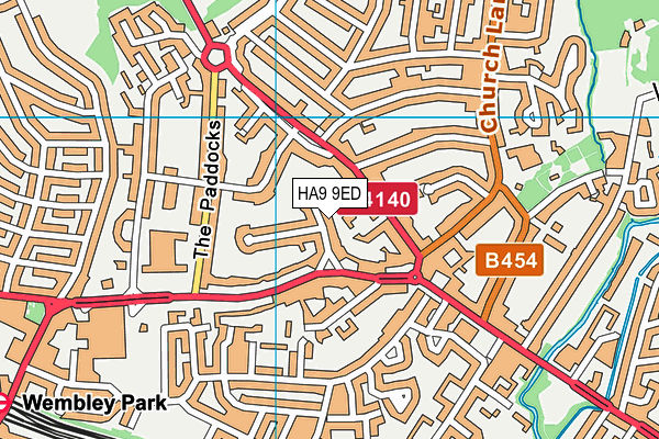 HA9 9ED map - OS VectorMap District (Ordnance Survey)