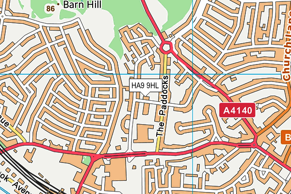 HA9 9HL map - OS VectorMap District (Ordnance Survey)