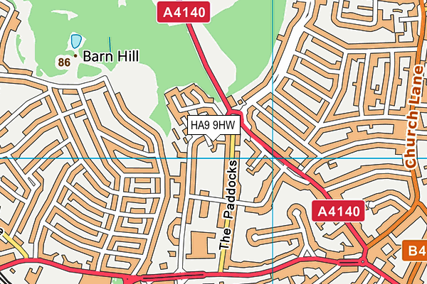 HA9 9HW map - OS VectorMap District (Ordnance Survey)
