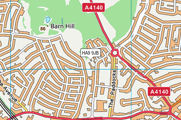 HA9 9JB map - OS VectorMap District (Ordnance Survey)