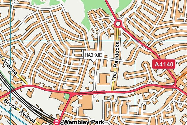 HA9 9JE map - OS VectorMap District (Ordnance Survey)