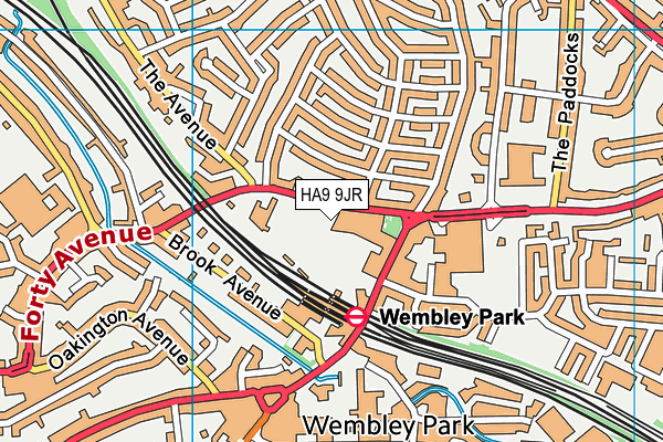 Wembley Park Sports Ground (Closed) map (HA9 9JR) - OS VectorMap District (Ordnance Survey)