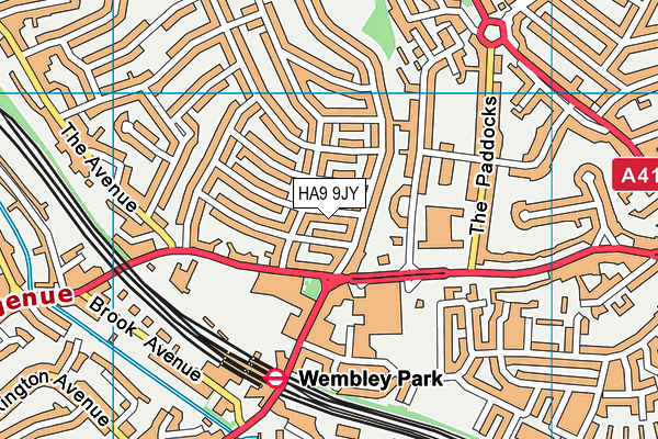 HA9 9JY map - OS VectorMap District (Ordnance Survey)