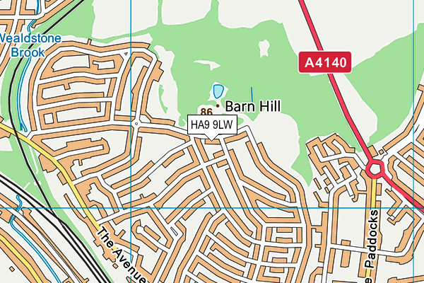 HA9 9LW map - OS VectorMap District (Ordnance Survey)