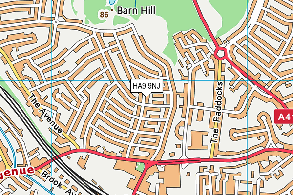 HA9 9NJ map - OS VectorMap District (Ordnance Survey)