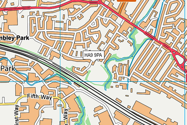 Chalkhill Bmx Track map (HA9 9PA) - OS VectorMap District (Ordnance Survey)