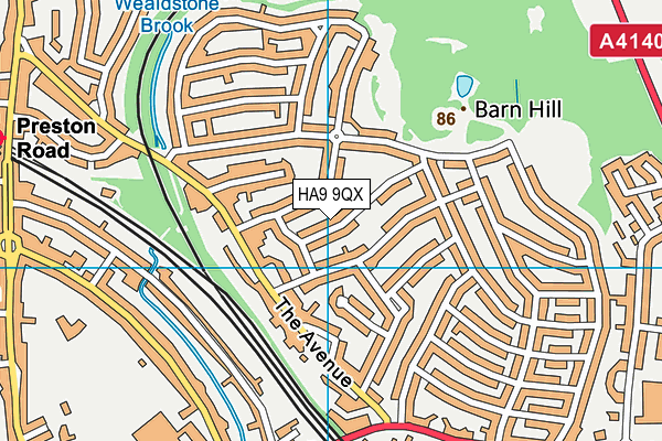HA9 9QX map - OS VectorMap District (Ordnance Survey)