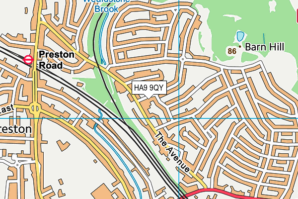 HA9 9QY map - OS VectorMap District (Ordnance Survey)