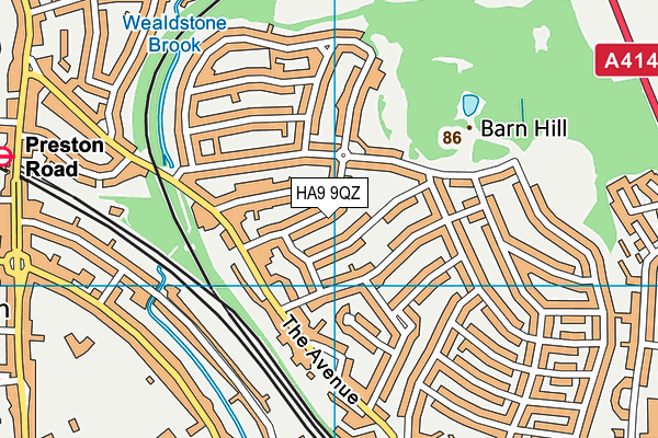 HA9 9QZ map - OS VectorMap District (Ordnance Survey)