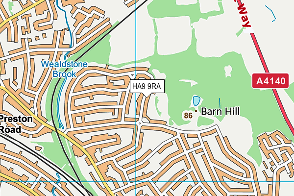 HA9 9RA map - OS VectorMap District (Ordnance Survey)
