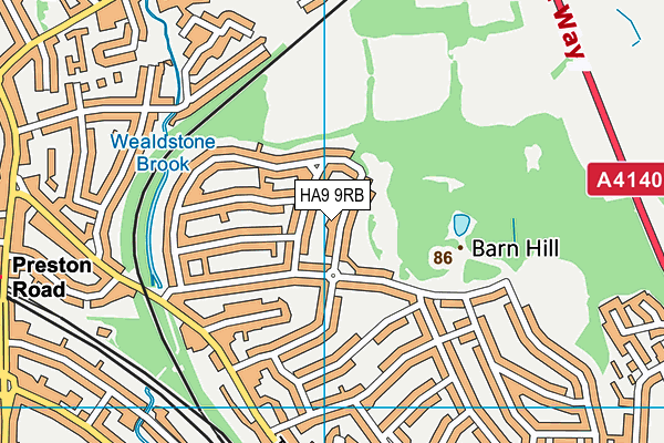 HA9 9RB map - OS VectorMap District (Ordnance Survey)