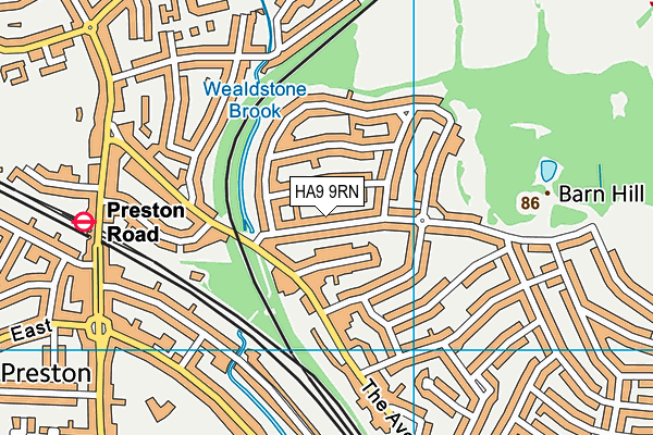 HA9 9RN map - OS VectorMap District (Ordnance Survey)