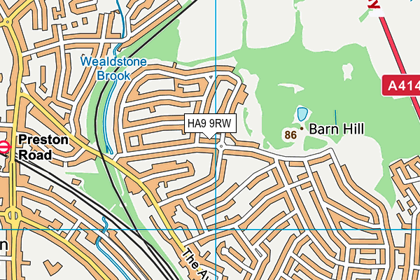 HA9 9RW map - OS VectorMap District (Ordnance Survey)