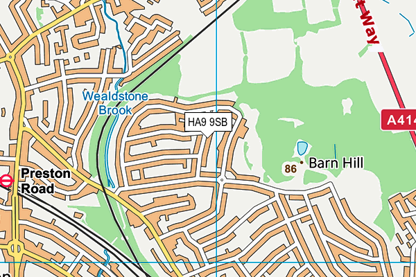 HA9 9SB map - OS VectorMap District (Ordnance Survey)