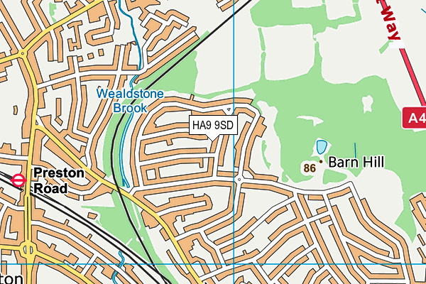 HA9 9SD map - OS VectorMap District (Ordnance Survey)