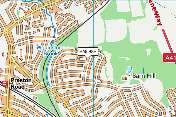 HA9 9SE map - OS VectorMap District (Ordnance Survey)