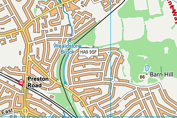 HA9 9SF map - OS VectorMap District (Ordnance Survey)