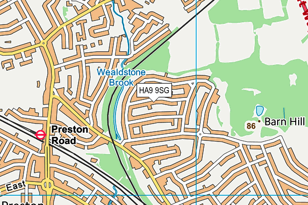HA9 9SG map - OS VectorMap District (Ordnance Survey)