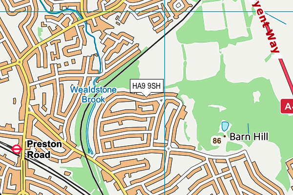 HA9 9SH map - OS VectorMap District (Ordnance Survey)