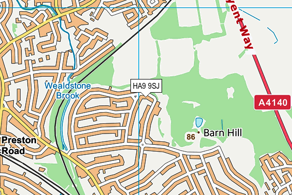 HA9 9SJ map - OS VectorMap District (Ordnance Survey)