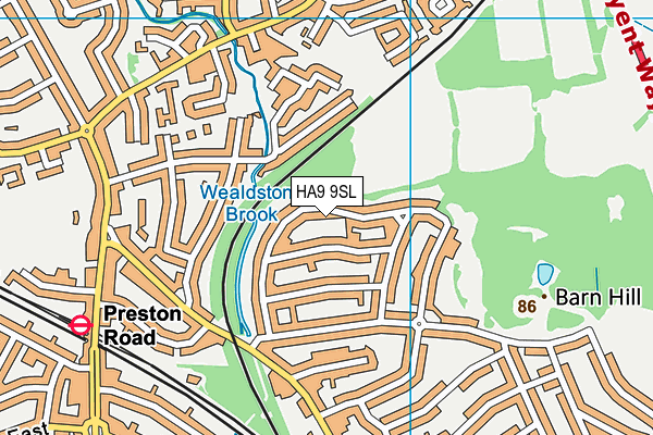 HA9 9SL map - OS VectorMap District (Ordnance Survey)