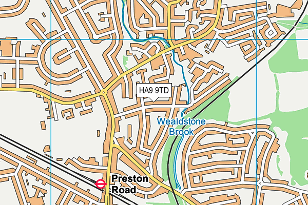 HA9 9TD map - OS VectorMap District (Ordnance Survey)