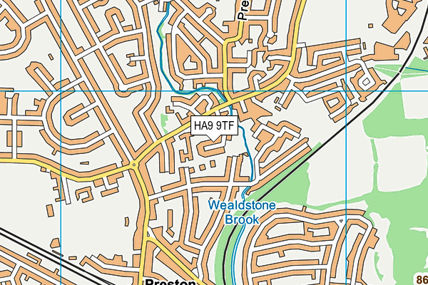 HA9 9TF map - OS VectorMap District (Ordnance Survey)