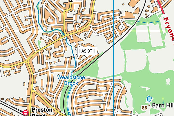HA9 9TH map - OS VectorMap District (Ordnance Survey)