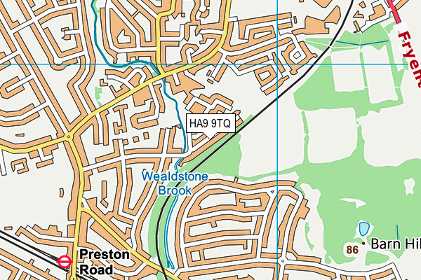 HA9 9TQ map - OS VectorMap District (Ordnance Survey)