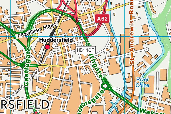 HD1 1QF map - OS VectorMap District (Ordnance Survey)