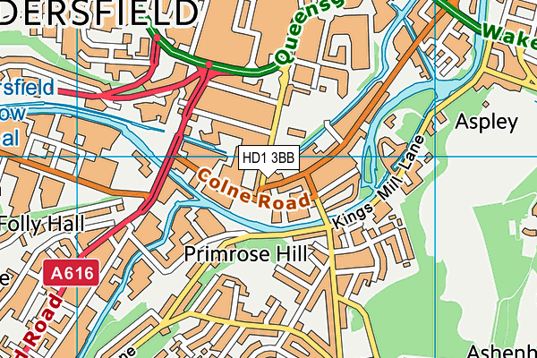 HD1 3BB map - OS VectorMap District (Ordnance Survey)