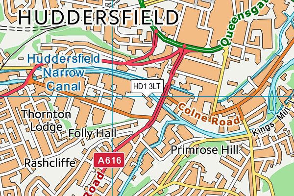 Jd Gyms (Huddersfield) map (HD1 3LT) - OS VectorMap District (Ordnance Survey)
