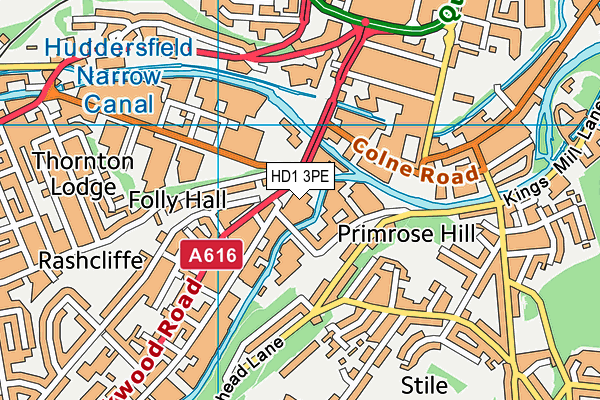 HD1 3PE map - OS VectorMap District (Ordnance Survey)