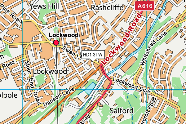 HD1 3TW map - OS VectorMap District (Ordnance Survey)