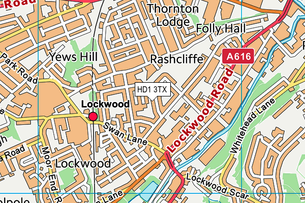 HD1 3TX map - OS VectorMap District (Ordnance Survey)