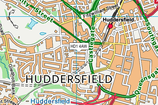 HD1 4AW map - OS VectorMap District (Ordnance Survey)