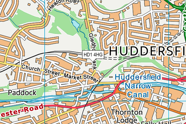 HD1 4HG map - OS VectorMap District (Ordnance Survey)